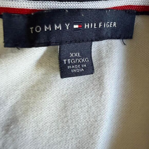 Tommy Hilfiger XXL Polo Shirt Quarter 1/4 Zip Stripe White Navy Red Sailing - Picture 7 of 9